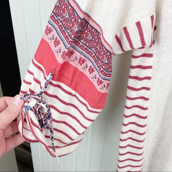 Democracy Women's Boho Paisley Mixed Print Linen Blend Blouse Size Large - Picture 6 of 9